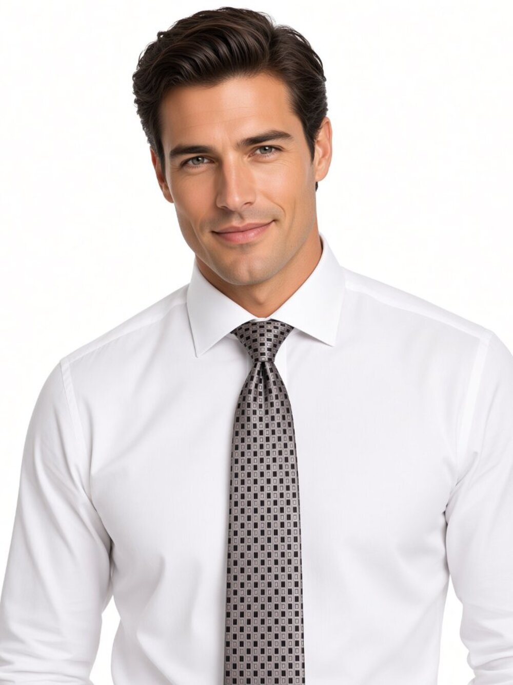 Van Heusen Silver Black Geometric Tie